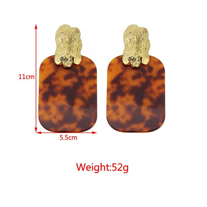 Temperament resin leopard print earrings