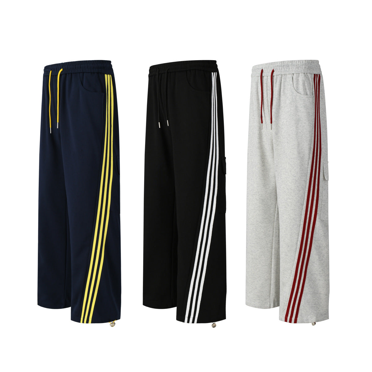 Retro striped sport loose drape wide leg pants