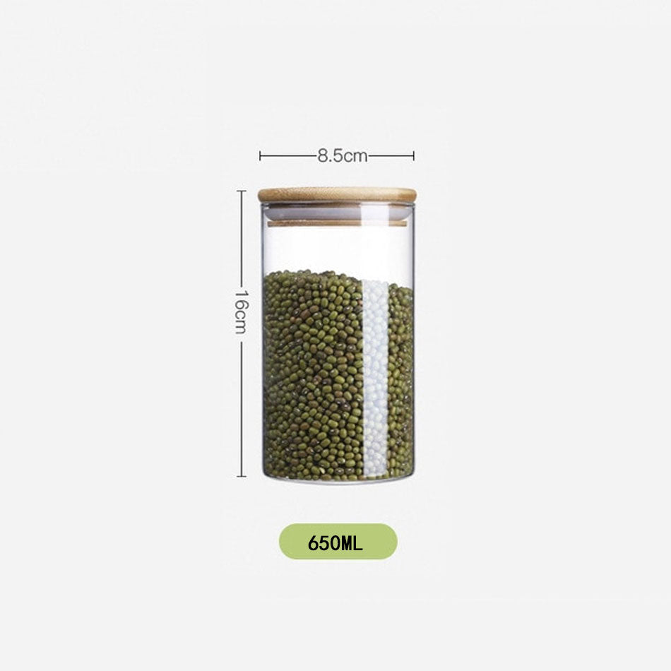 Glass Jar With Bamboo Lid Containers